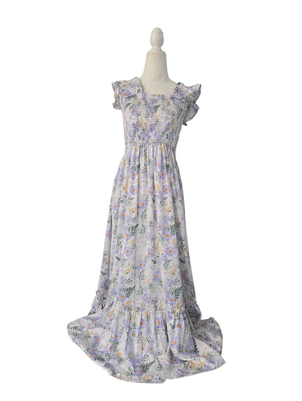 Melloday Maxi Dress Women's Smal Pastel Floral Smocked Sze small - Picture 2 of 12